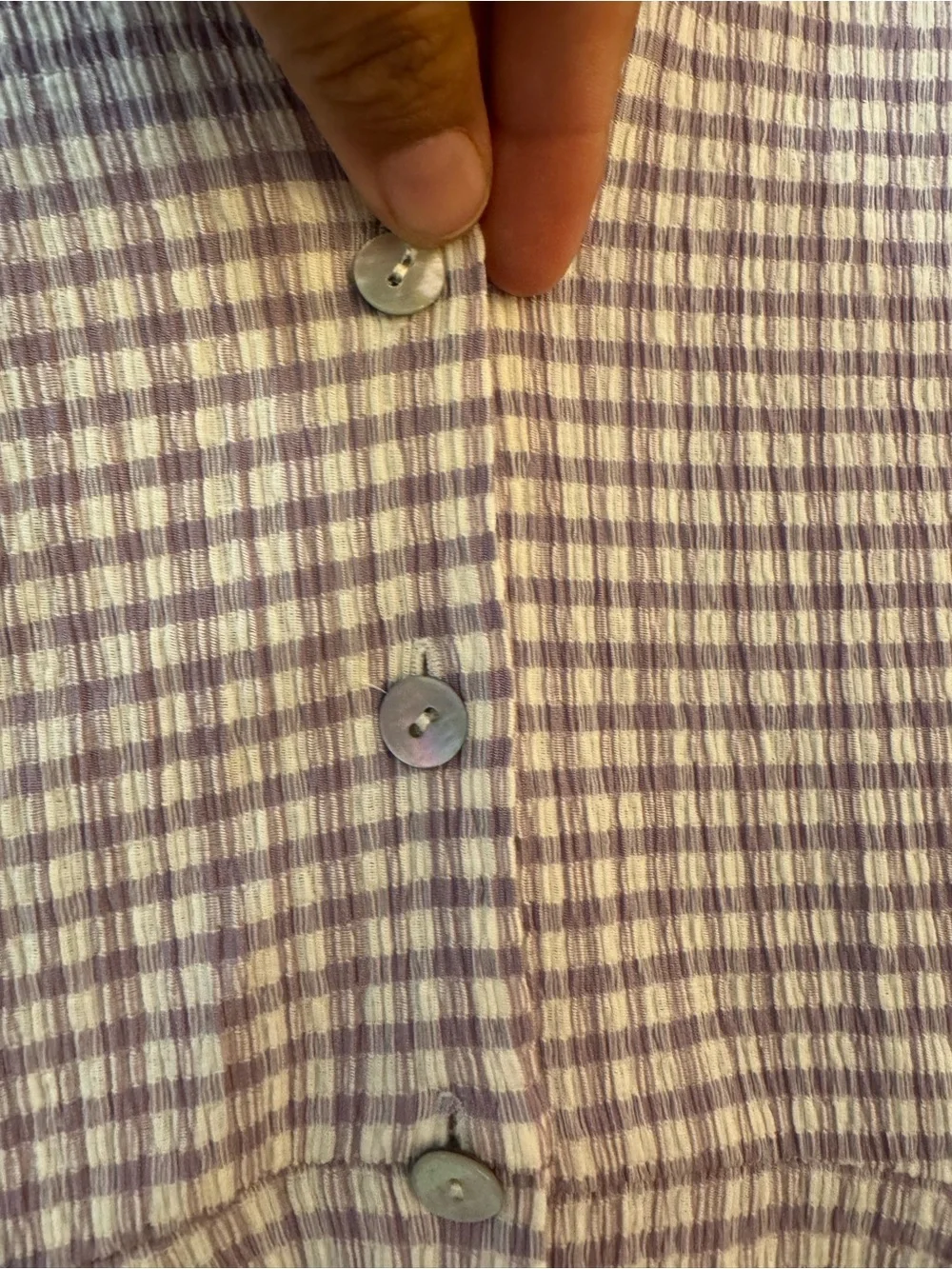 Madewell Lavender-Check Button-Front Mini Dress - Picture 10 of 13